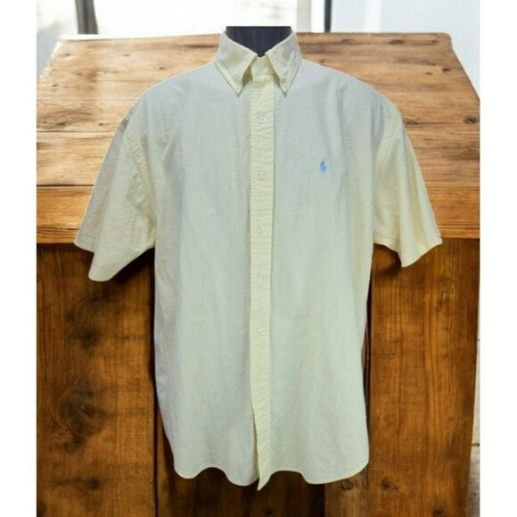 Ralph Lauren Blake Fit Classic Fit Yellow Check SS Shirt Medium Button-Down - Picture 1 of 7